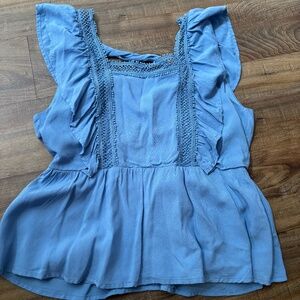 Blue Ruffled Women's Top